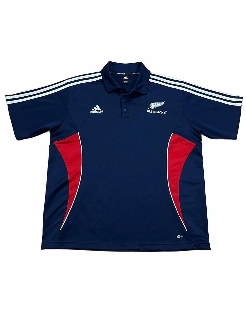 All Blacks New Zealand Rugby Team Adidas Polo Shirt Blue Size XL
